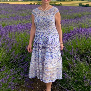 PDF KNITTING pattern.The Lavender Field Dress knitting pattern.Sizes S, M, L.Outfit for any occasion.Knitted top down,seamless. image 8