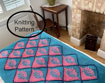 PDF-breipatroon alleen in het Engels.Bloemenrijk patchwork Afghaans breipatroon.C2C-motieven uit één stuk gebreid en samengevoegd.Strandbreiwerk.