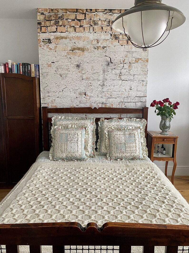 PDF knitting pattern ONLY.Cabled Trellis Blanket.Hand knitted chunky blanket,bedspread,throw.Cable knitting.Charts and written instructions. image 9