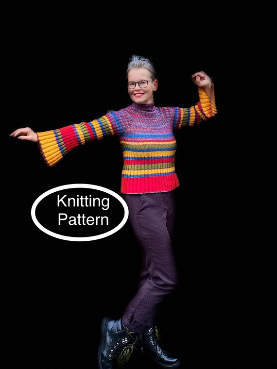 Pdf Knitting Pattern.hand Knitted Colourful chartreuse red yellow