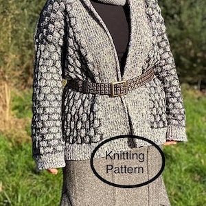 PDF knitting pattern in English only.Oversized hand knitted honeycomb cardigan for women.Easy to follow chart and instructions.