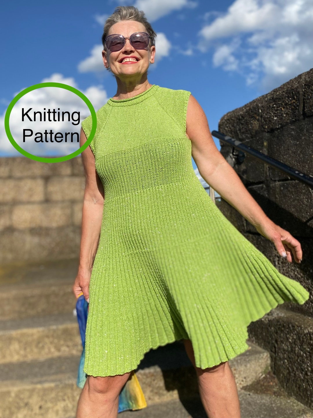 PDF KNITTING Pattern Only.ribbed Dress Knitting Pattern for Beginner