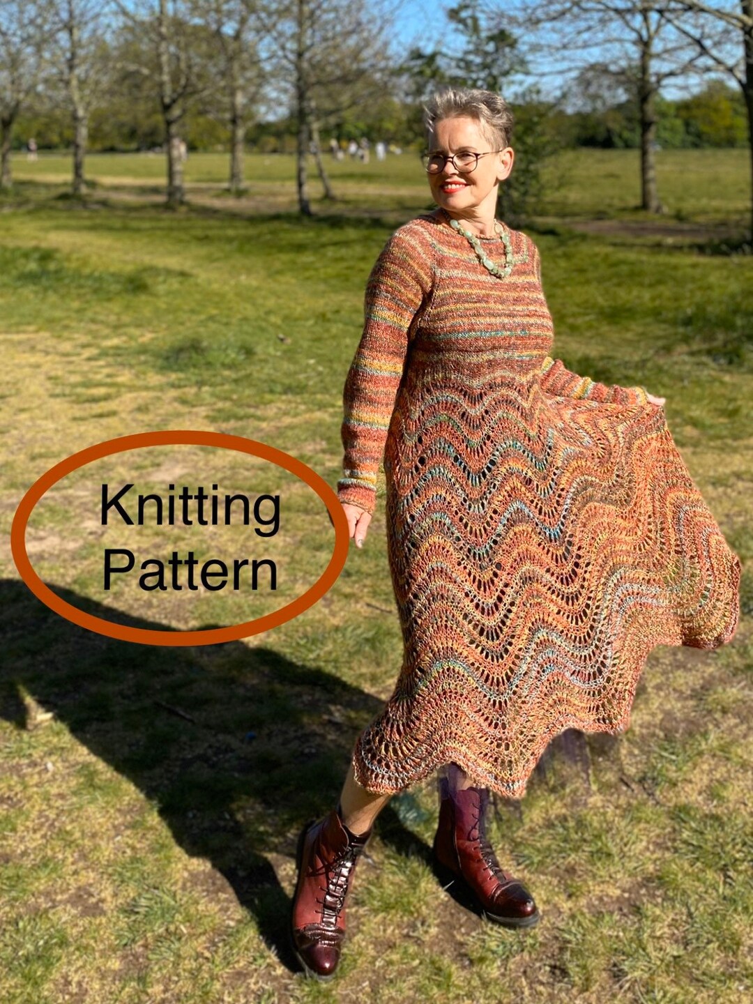 PDF KNITTING Pattern M Size Only Loose Loop Wave Dress Knitting Pattern ...