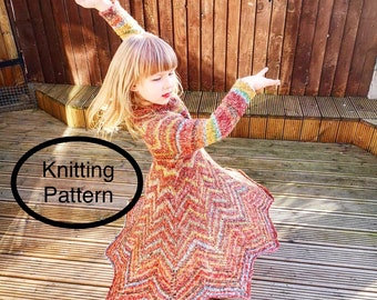 PDF KNITTING pattern in English only.Girl lacy dress hand knitted. Seamless,knitted top down.Easy to follow chart and instructions.