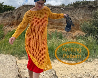 PDF BREIpatroon alleen in het Engels. Holten tuniekbreipatroon. Maten: s,m,l,xl. Damesoutfit voor elke gelegenheid. Tuniek van mesh en oogjes.