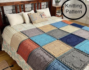 PDF knitting pattern only.Hand knitted Throw/Afghan/Blanket.Easy to follow chart,instructions,diagram.Beginner,multicolour,block knitting.