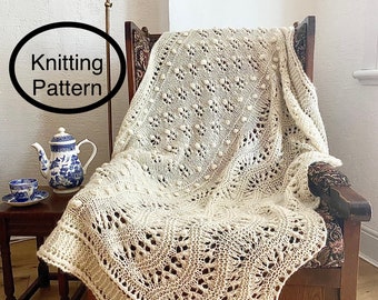 PDF knitting pattern.Hand knitted blanket "Let It Snow".Housewarming,Christmas, Birthday gift.Make yours following instructions and charts