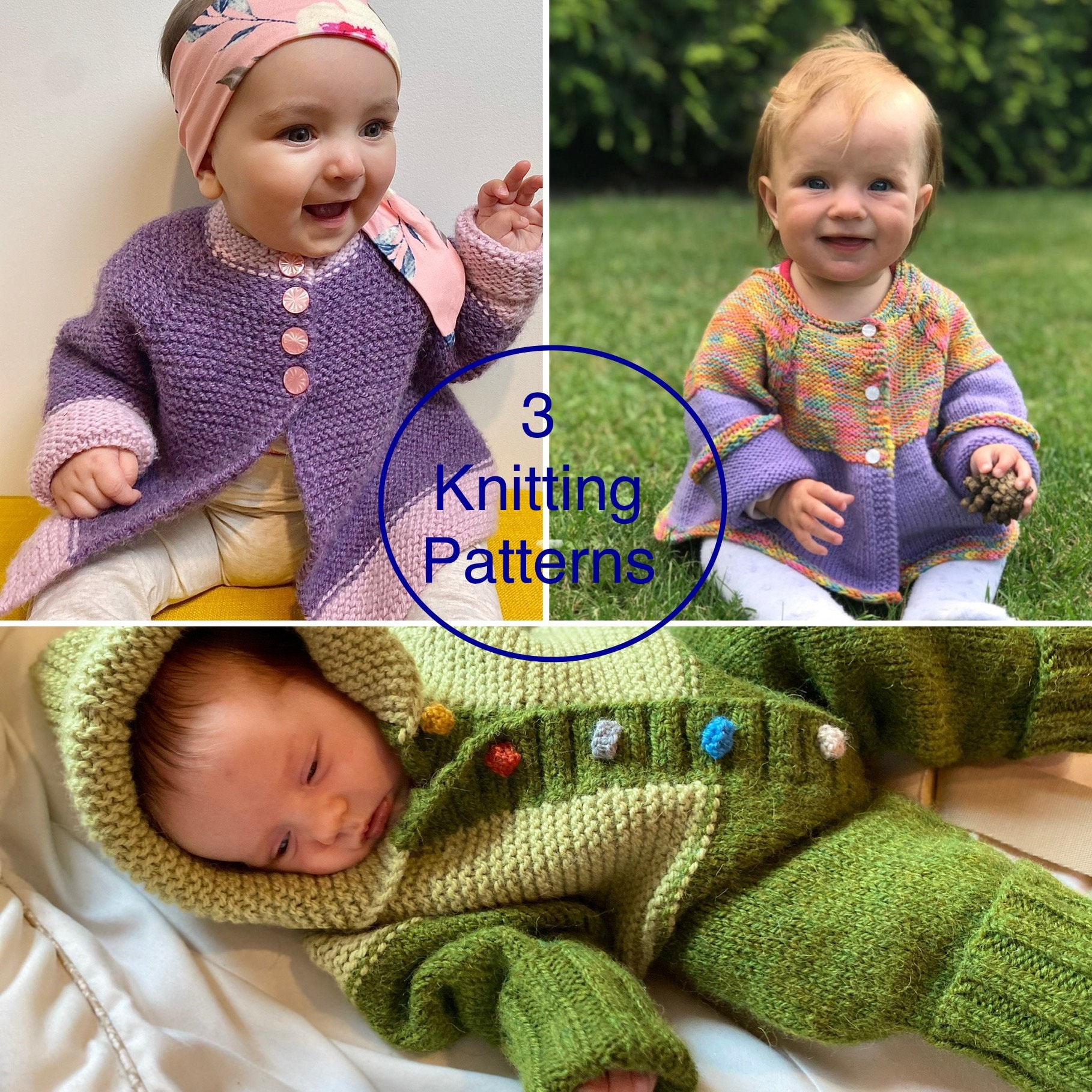 3 Sets of PDF Knitting Patterns for Baby/toddler in English.2 Jackets ...