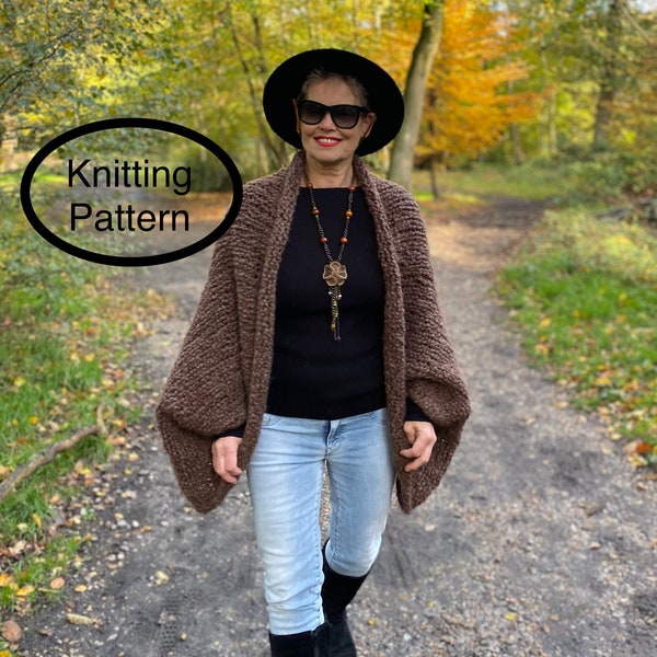 PDF KNITTING pattern.Women oversized slouchy shrug knitting pattern.Beginers knitting.Easy knitting instructions,photos and schematic.