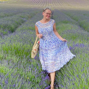 PDF KNITTING pattern.The Lavender Field Dress knitting pattern.Sizes S, M, L.Outfit for any occasion.Knitted top down,seamless. image 5