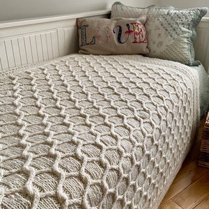 PDF knitting pattern ONLY.Cabled Trellis Blanket.Hand knitted chunky blanket,bedspread,throw.Cable knitting.Charts and written instructions. image 3