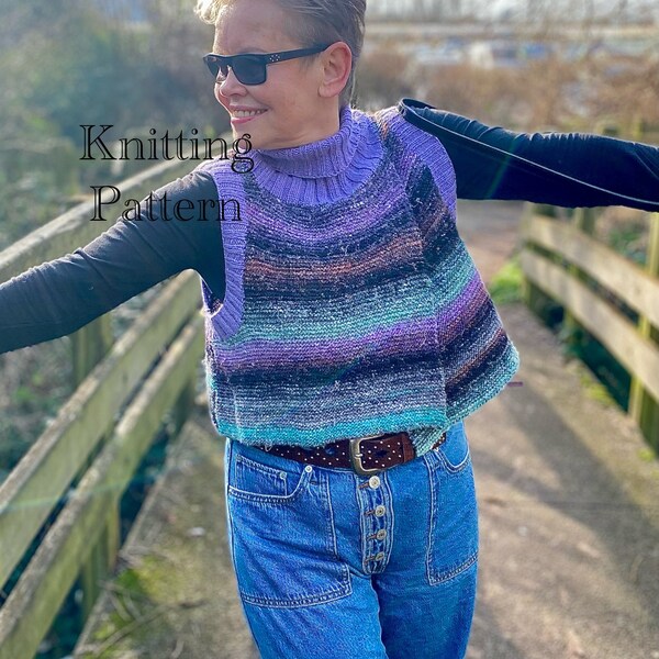 PDF knitting pattern only.Turtleneck Vest knitting pattern.Neck warmer.Knitting pattern with instructions and photos.Sizes: S/M/L/XL/2XL.