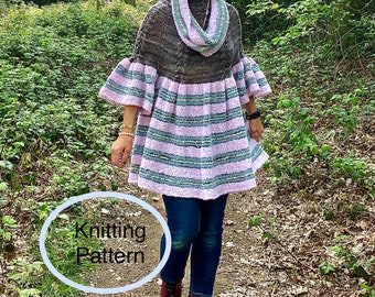 PDF KNITTING pattern.Hand knitted women Tunic.Seamless knitting, top down.Everyday all season outfit for women.Colourful block knitting.