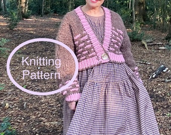 PDF knitting pattern.Crop Chunky Cardigan.Hand knitted crop chunky oversized cardigan with mosaic stitch.Sizes S/M, M/L, L/XL, XL/2XL,2XL/3X