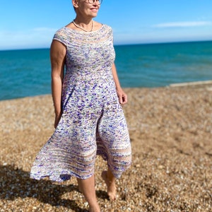 PDF KNITTING pattern.The Lavender Field Dress knitting pattern.Sizes S, M, L.Outfit for any occasion.Knitted top down,seamless. image 9