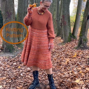 PDF knitting pattern in English only.RUSTIC dress knitting pattern.Sizes:s,m,l,xl.Seamless,knitted top down.Sleeves with cuff thumbholes.