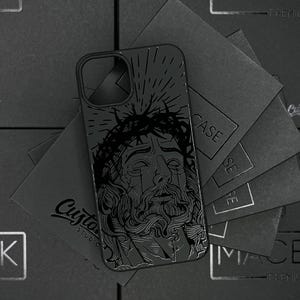 Jesus God iPhone 16-hoesje christelijk gepersonaliseerd zwart siliconen iPhone-hoesje aangepast religieus iPhone 16 Pro Max-hoesje christelijke telefoonhoesjes