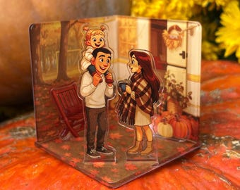 Custom Acrylic Photo Cube, Personalized 3D Family Figurine, Custom Couple Gift, Anniversary Gift, Unique Home Decor, Photo to Cartoon Stand