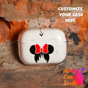 Custodia per AirPods Disney Mouse Custodia per AirPods Pro Disney Castle Custodia per Apple AirPods con monogramma del nome Regalo unico Custodia in plastica trasparente per AirPod personalizzata