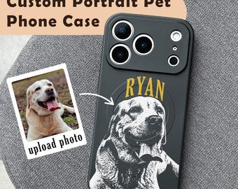 Custom Pet Portrait iPhone 17 Pro Max Case, Personalized Dog Photo Cover for iPhone 16 MagSafe, Custom Pet Gift Samsung S25 Pixel