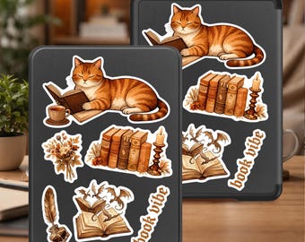 Book Vibe Kindle Cover, Vintage Cat Book Aesthetic Case, Cozy Reader Design for Paperwhite 12th, Kindle 11th Gen, Colorsoft 7 Sleeve