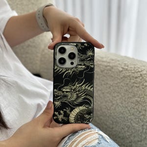 Chinesischer Drache iPhone 16 Pro Max Hülle, Mythisches Tier Handyhülle für iPhone 15 mit MagSafe Samsung S24 FE S25 Ultra