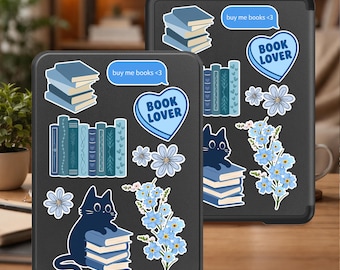 Book Lover Kindle Cover, Cute Reading Aesthetic Case, Cat & Books Design for Paperwhite 12th, Kindle 11th Gen, Colorsoft 7 Sleeve
