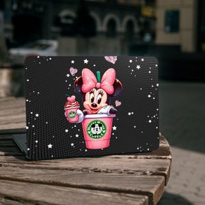 Cute Bow Mouse MacBook Air 13" A2337 M1 M2 Case, Pink Art Hard Cover MacBook Pro 13 M3 M4 A2251, Cartoon Coffee Art MacBook 15 16.2 A2485