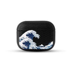 Great Wave AirPods Pro Eco Leather Case, Japanese Hokusai Personalized AirPods Cover, Ocean Aesthetic AirPods Case