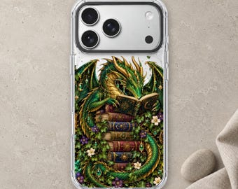 Book Dragon iPhone 18 Pro Max Case, Fantasy Reader Art Cover for iPhone 17 Pro Max 16 15 MagSafe, Samsung S26 S25 Ultra Pixel 10 Pro