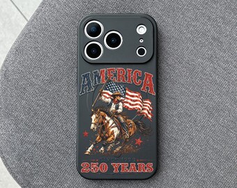 America 250 Years iPhone 17 Pro Max Case, Patriotic USA Flag Cowboy Cover for iPhone 16 MagSafe Samsung S26 Pixel