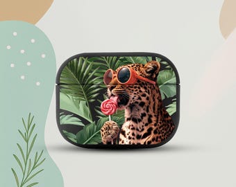 Leopard AirPods Pro 3 Eco Leather Case, Jungle Aesthetic AirPods Cover, Trendy Animal AirPods Case