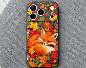 Fox iPhone 18 Pro Max Case, Woodland Autumn Leaf Forest Animal Cover for iPhone 17 Pro Max 16 15 MagSafe, Samsung S26 S25 Ultra Pixel 10 Pro