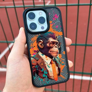 Business Ape iPhone 17 Pro Max Case, Cool Art Phone Cover for iPhone 16 with MagSafe, Stylish Monkey Custom Case Samsung S24 FE S25 Pixel