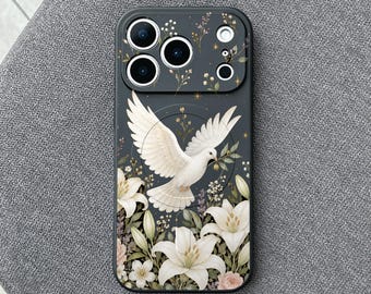 Dove Olive Branch iPhone 18 Pro Max Case, Peace Faith Lily Cover for iPhone 17 Pro Max 16 15 MagSafe, Samsung S26 S25 Ultra Pixel 10 Pro