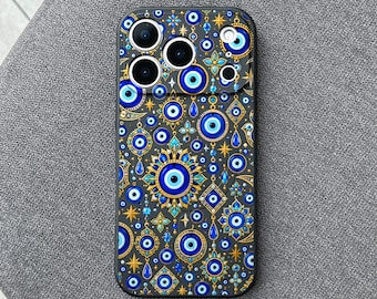 Evil Eye iPhone 18 Pro Max Case, Protection Nazar Charm Cover for iPhone 17 Pro Max 16 15 MagSafe, Samsung S26 S25 Ultra Pixel 10 Pro