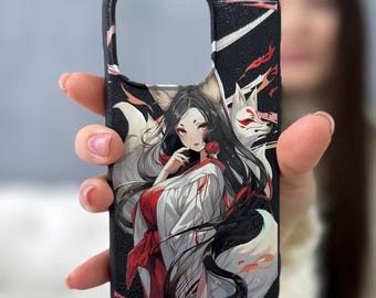 Funda Kitsune Anime para iPhone 17 Pro Max, funda japonesa con diseño de chica zorro para iPhone 16 con MagSafe Samsung S25 FE S26 Ultra