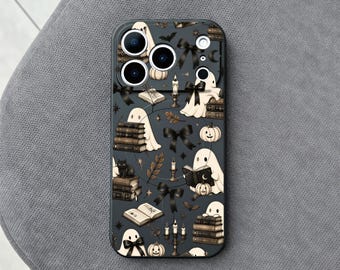 Bookish Ghost iPhone 18 Pro Max Case, Dark Academia Halloween Phone Cover for iPhone 17 with MagSafe, Gothic Reader Design Case