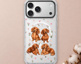 Dachshund iPhone 18 Pro Max Case, Sausage Dog Floral Wiener Cover for iPhone 17 Pro Max 16 15 MagSafe, Samsung S26 S25 Ultra Pixel 10 Pro