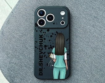 Custom Nurse iPhone 17 Pro Max Case, Personalized Medical Phone Cover for iPhone 16 with MagSafe, Doctor Name Case Gift