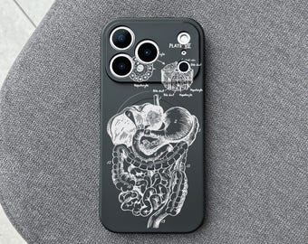 Human Anatomy iPhone 17 Pro Max Case, Vintage Medical Sketch Phone Cover for iPhone 16 with MagSafe, Doctor Student Gift