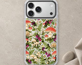 Mushroom Forest iPhone 18 Pro Max Case, Blackberry Woodland Cover for iPhone 17 Pro Max 16 15 MagSafe, Samsung S26 S25 Ultra Pixel 10 Pro