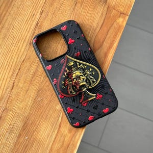 Ace of Spades iPhone 16 Pro Max Hülle, Gothic Art Phone Cover für iPhone 15 mit MagSafe, Bold Custom Case