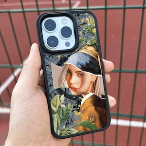 Girl Portrait Collage iPhone 16 Pro Max Case, Aesthetic Art Cover for iPhone 15 with MagSafe Samsung S24 FE S25 Ultra