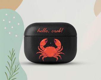 Cute Crab AirPods 4 Eco Leather Case, Ocean Animal AirPods Cover, Funny Sea Life AirPods Case