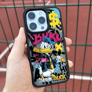Street Duck iPhone 16 pro max Case, Graffiti Art Cover for iPhone 15 with MagSafe, Urban Cartoon Custom Case