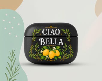 Ciao Bella AirPods 4 Eco Leather Case, Italian Lemon AirPods Cover, Amalfi Citrus AirPods Case