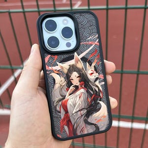 Funda Kitsune Spirit Girl para iPhone 16 Pro Max, funda de anime Fox Spirit para iPhone 15, funda personalizada Mystic Fox
