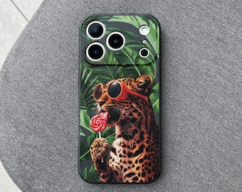 Leopard iPhone 17 Pro Max Case, Tropical Jungle Animal Phone Cover for iPhone 16 with MagSafe, Cute Aesthetic Gift Samsung S25 S26