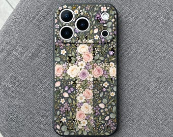 Floral Cross iPhone 18 Pro Max Case, Christian Rose Faith Cover for iPhone 17 Pro Max 16 15 MagSafe, Samsung S26 S25 Ultra Pixel 10 Pro